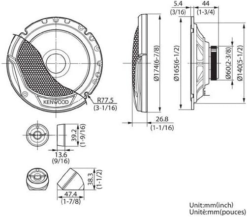 Kenwood KFC-E170P 6.5" 16.5cm 300W 2 Way Component Car Audio Speakers