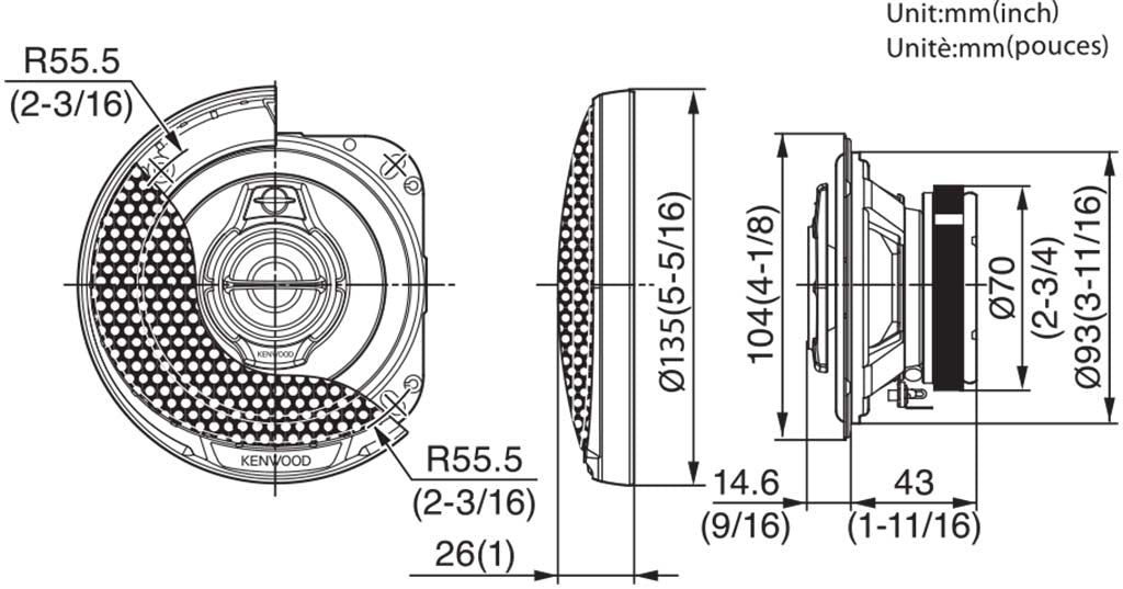 Kenwood KFC-PS1096 - 4" 3-Way 220W Performance Series Speakers