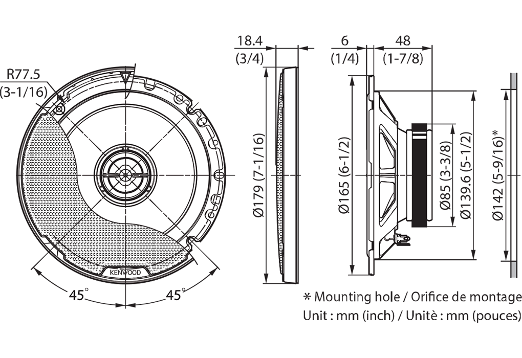 Mazda 2, 3, 323, 5, 6, BT-50 MX-5, MPV, Tribute 165mm W/ Kenwood KFC-PS1797 Speakers