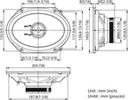 Kenwood KFC-PS6896C 6"x8" 3-Way 360W Coiaxl Speakers