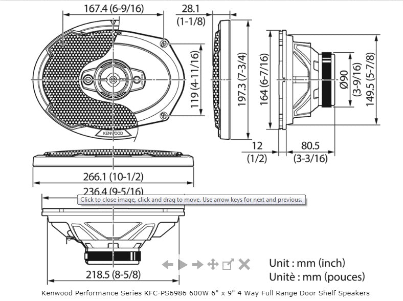 Kenwood KFC-PS6986 - 6"x9" 4-Way 600W Coiaxl Speakers