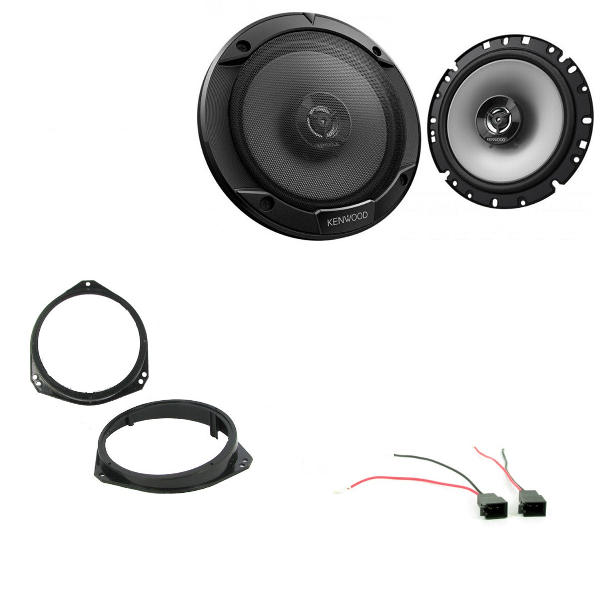Vauxhall Corsa, Tigra, Vivaro Kenwood KFCS1766 - 6.5"  300 Watt  2-way Coaxial Car Speakers + Plugs