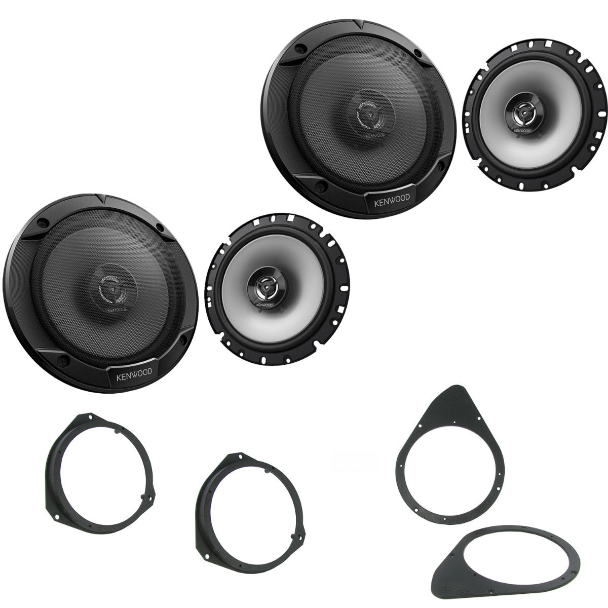 Fiat 500 2007-2014 Kenwood KFC-S1766 Front and Rear Door Speaker Upgrade Kit