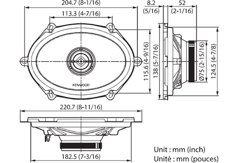 Kenwood KFC-PS5797C - 5"x7" 2-Way Coaxial Car Speaker 320W