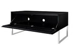 Norstone Khalm 1400 Tv Cabinet with Chrome Stand in Lacquered Black