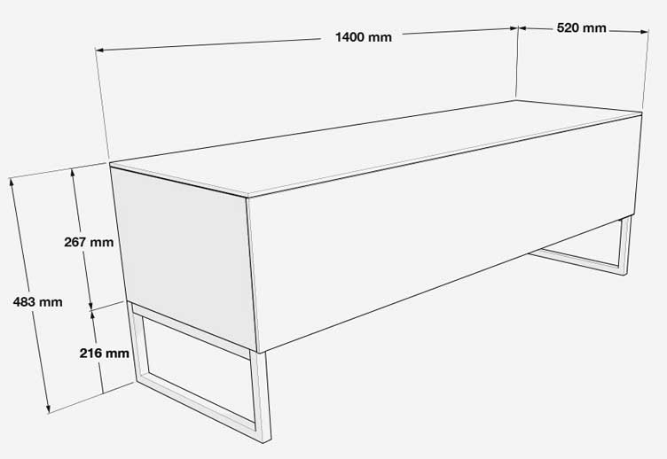 Norstone Khalm 1400 Tv Cabinet with Chrome Stand in White