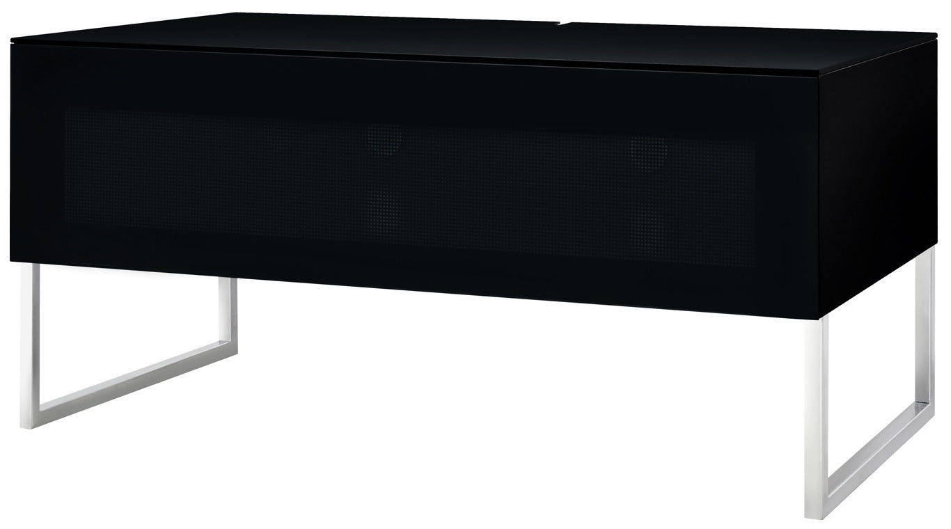 Norstone Khalm 1400 Tv Cabinet with Chrome Stand in Lacquered Black