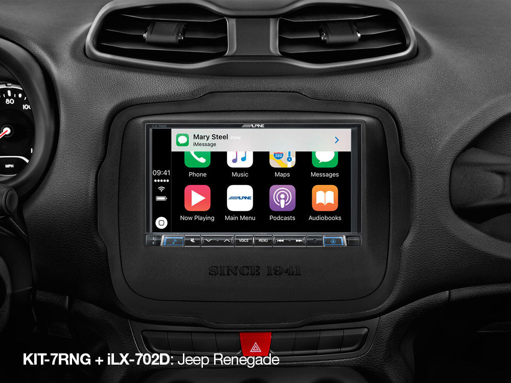 Jeep Renegade 2015 onwards 7" Kit Fascia Plate Kit/Steering Interfaces Kit Alpine KIT-7RNG