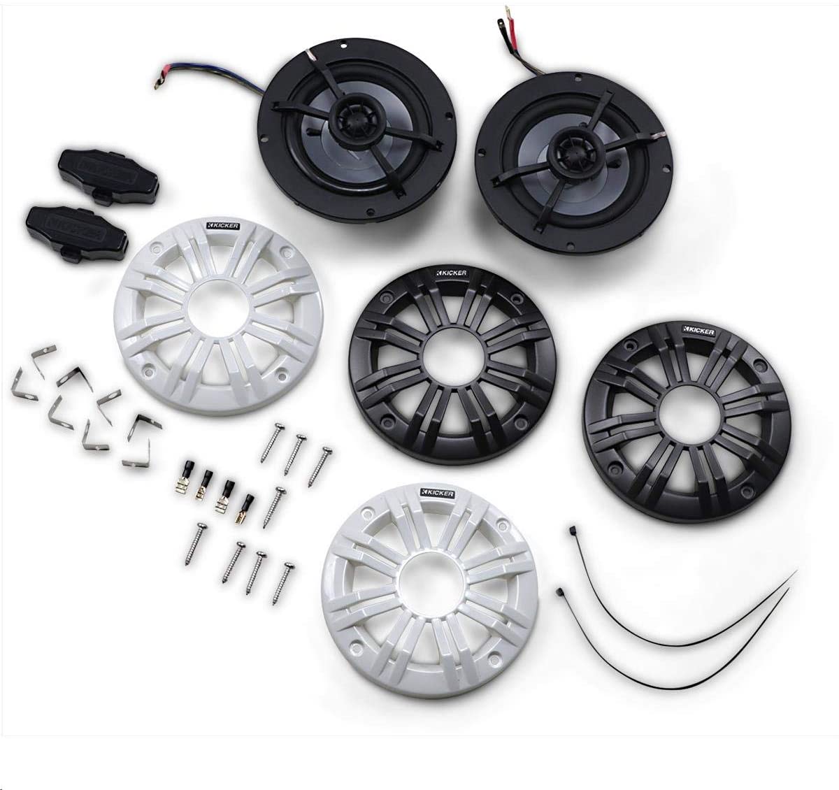 Kicker 45KM44 10cm 2-way Flush Mount Coaxial Marine Speakers