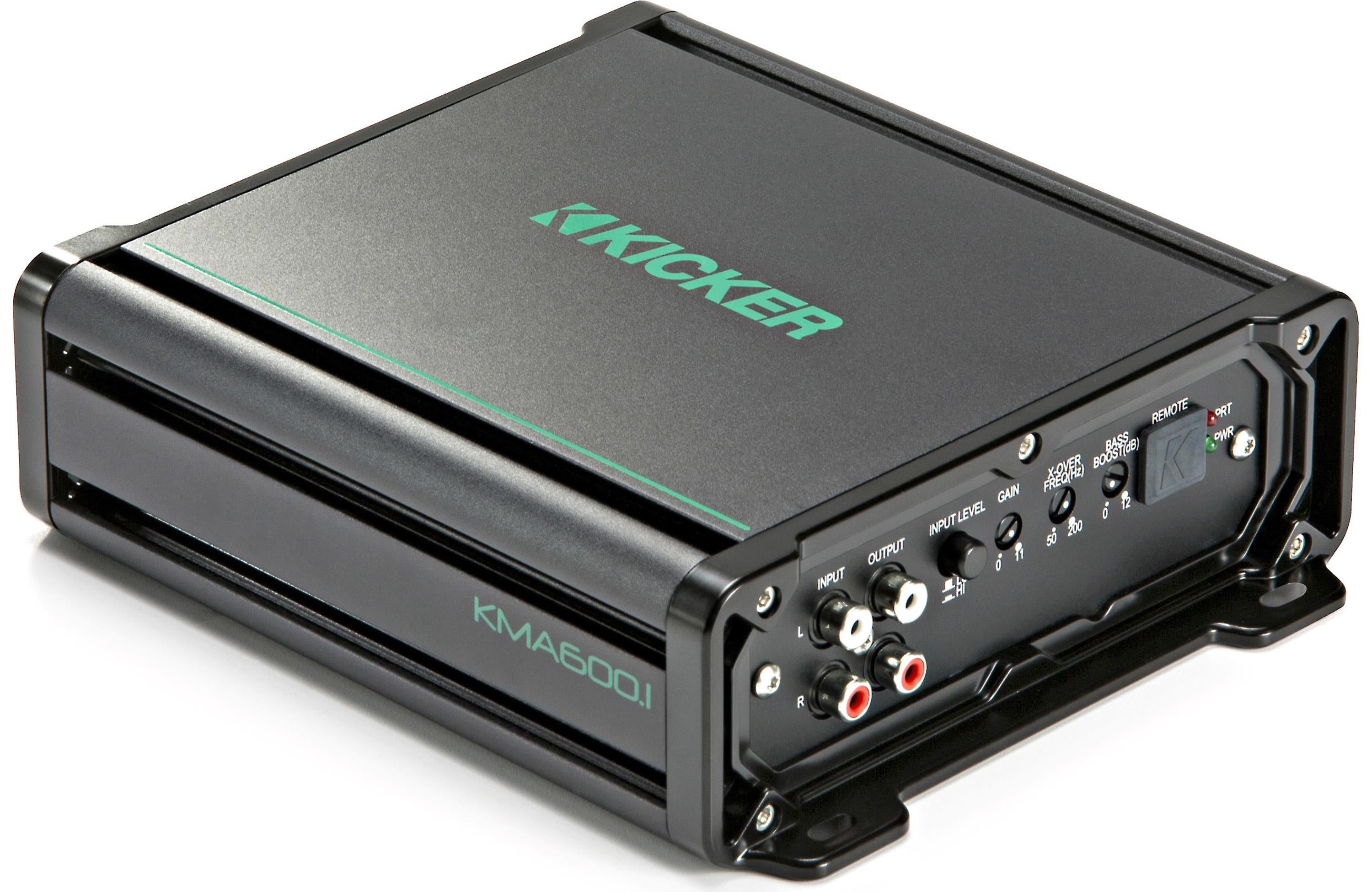 Kicker 45KMA600.1 - 600W RMS KM Series 2-ohm Stable Monoblock Class-D Marine Amplifier w/ Bass Knob Included