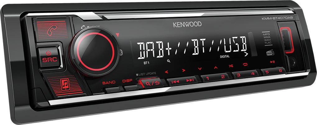 Kenwood KMM-BT407DAB Digital Media Receiver Bluetooth & Digital Radio DAB+ built-in DAB Antenna