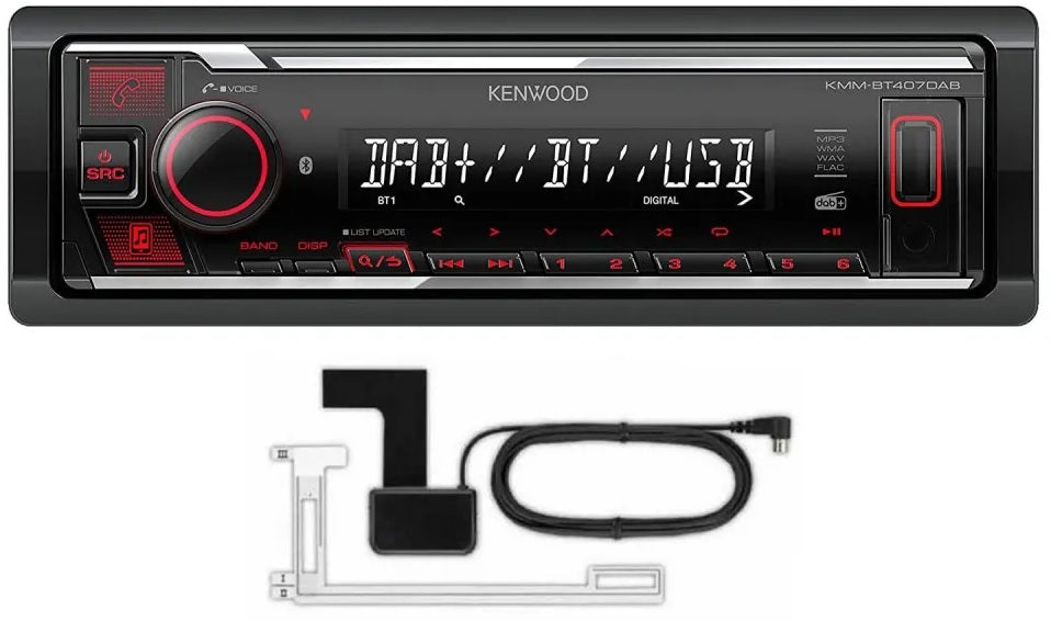Kenwood KMM-BT407DAB Digital Media Receiver Bluetooth & Digital Radio DAB+ built-in DAB Antenna