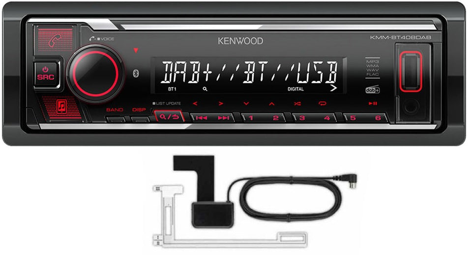Kenwood KMM-BT408DAB Digital Media Receiver Bluetooth & Digital Radio DAB+ built-in DAB antenna included