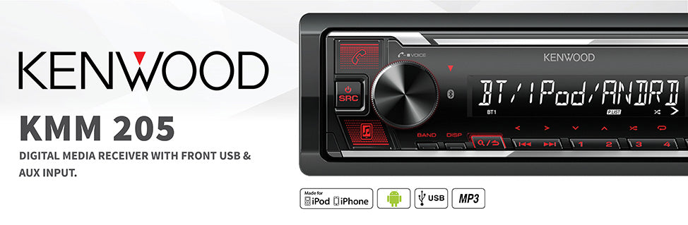 Kenwood KMM-205 Digital Media Player Car USB AUX iPod iPhone Android Stereo