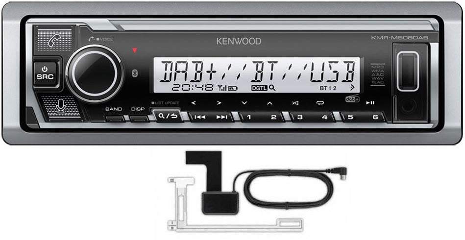 Kenwood KMR-M508DAB Marine ALEXA DAB Bluetooth/Direct IPOD/IPHONE/ANDROID + DABAerial Control. FLAK.memory USB + DAB  Aerial
