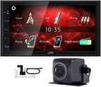 JVC KW-M27DBT Mechless 6.8" Touch Screen Android USB Mirroring, Bluetooth iPhone USB Short-body w/ Pionner ND-BC9 Camera