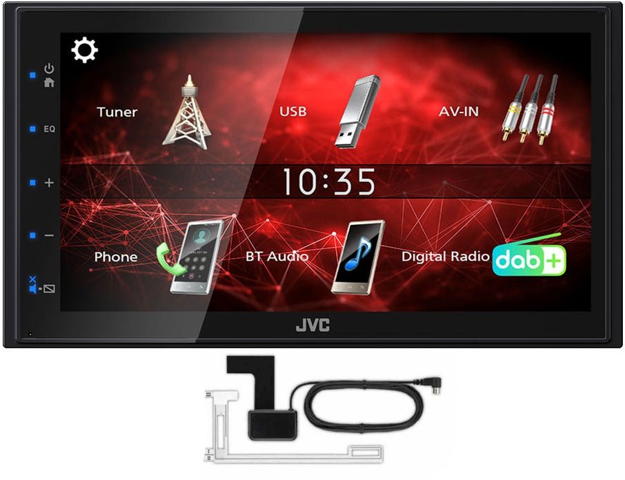 JVC KW-M27DBT Mechless 6.8" Touch Screen Android USB Mirroring, Bluetooth iPhone USB Short-body w/ DAB Aerial