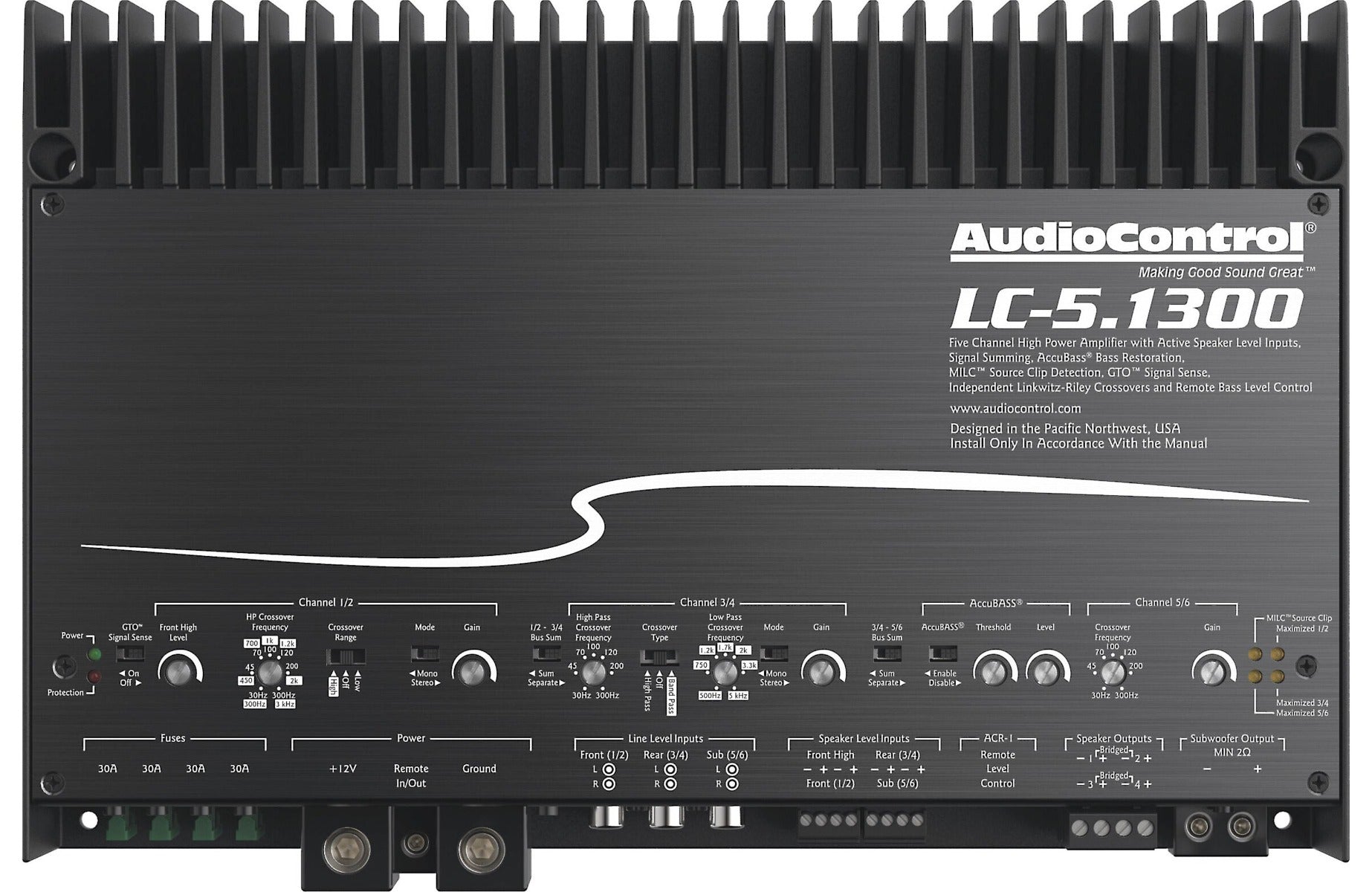 AudioControl LC-5.1300 High-Power Multi-Channel Amplifier with Accubass