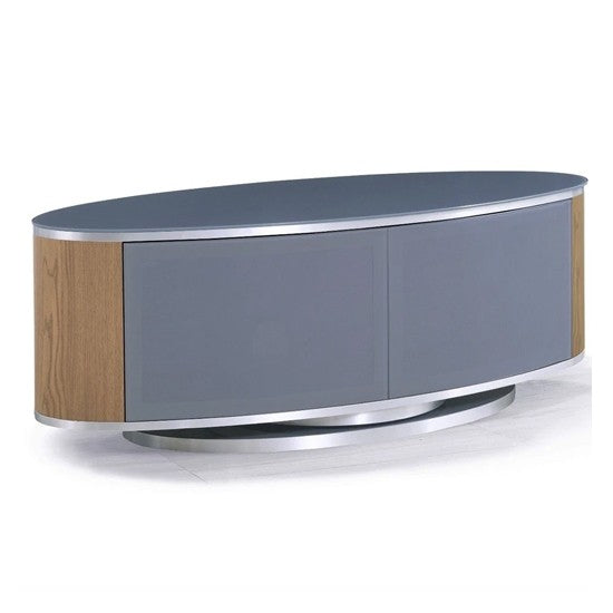 MDA Designs Luna Grey Oak Slate Oval TV Cabinet