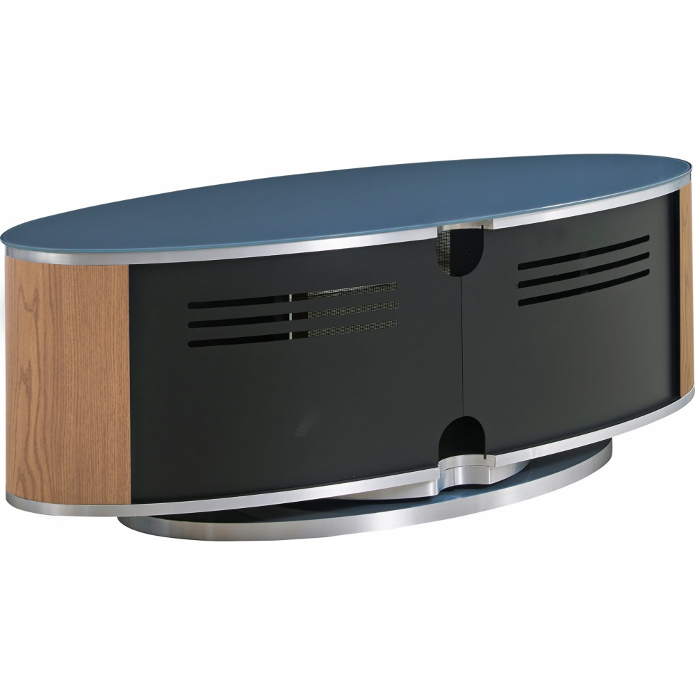 MDA Designs Luna Grey Oak Slate Oval TV Cabinet
