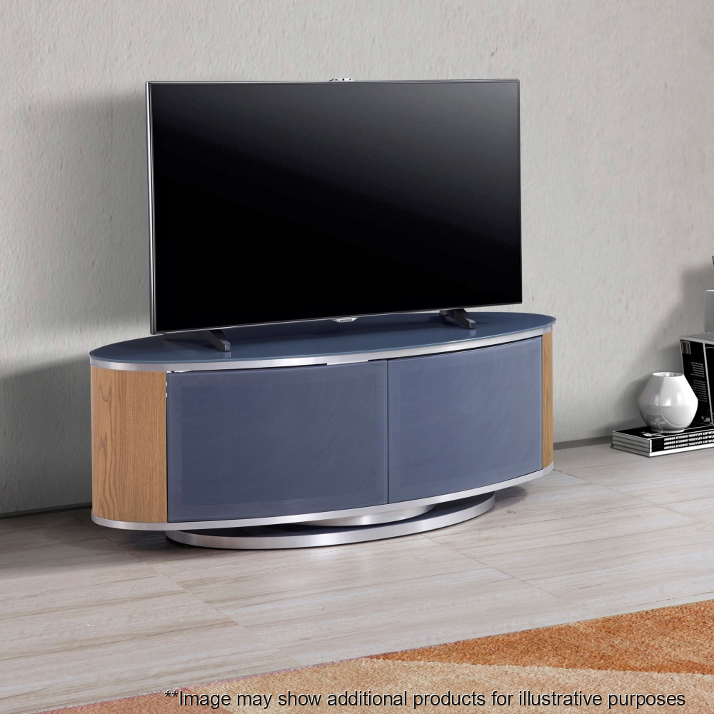 MDA Designs Luna Grey Oak Slate Oval TV Cabinet