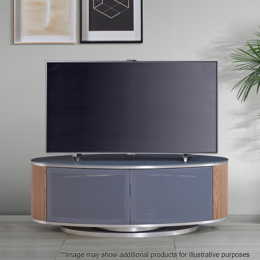 MDA Designs Luna Grey Oak Slate Oval TV Cabinet