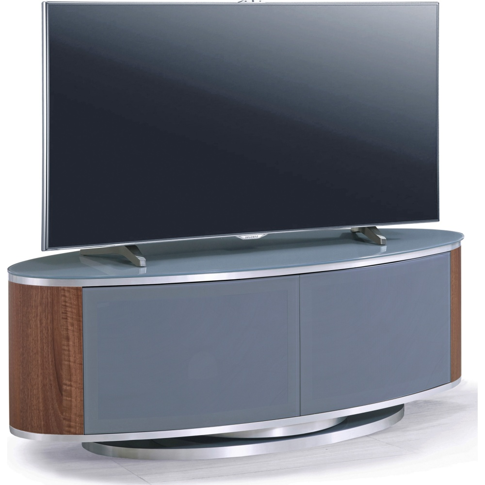 MDA Designs Luna Grey Walnut Slate Oval TV Cabinet