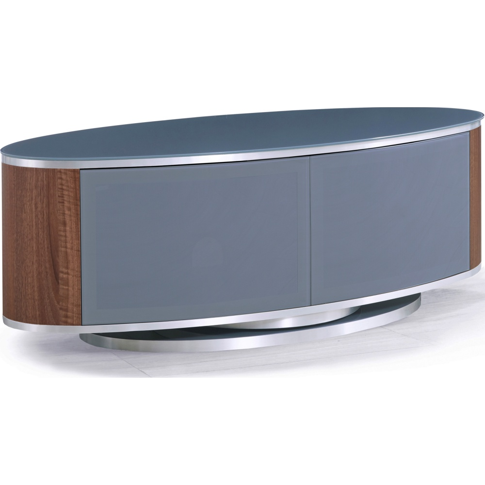 MDA Designs Luna Grey Walnut Slate Oval TV Cabinet