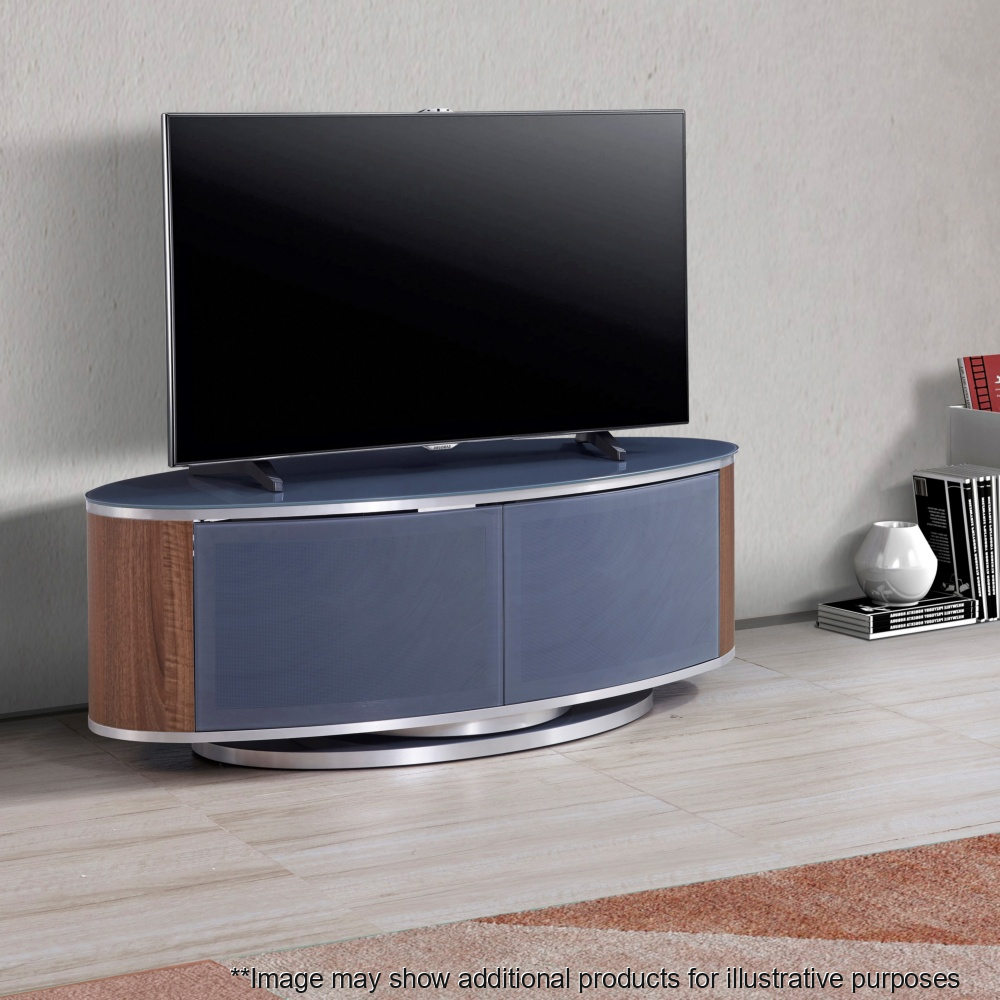 MDA Designs Luna Grey Walnut Slate Oval TV Cabinet