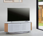 MDA Designs Luna White High Gloss Oak Oval TV Cabinet