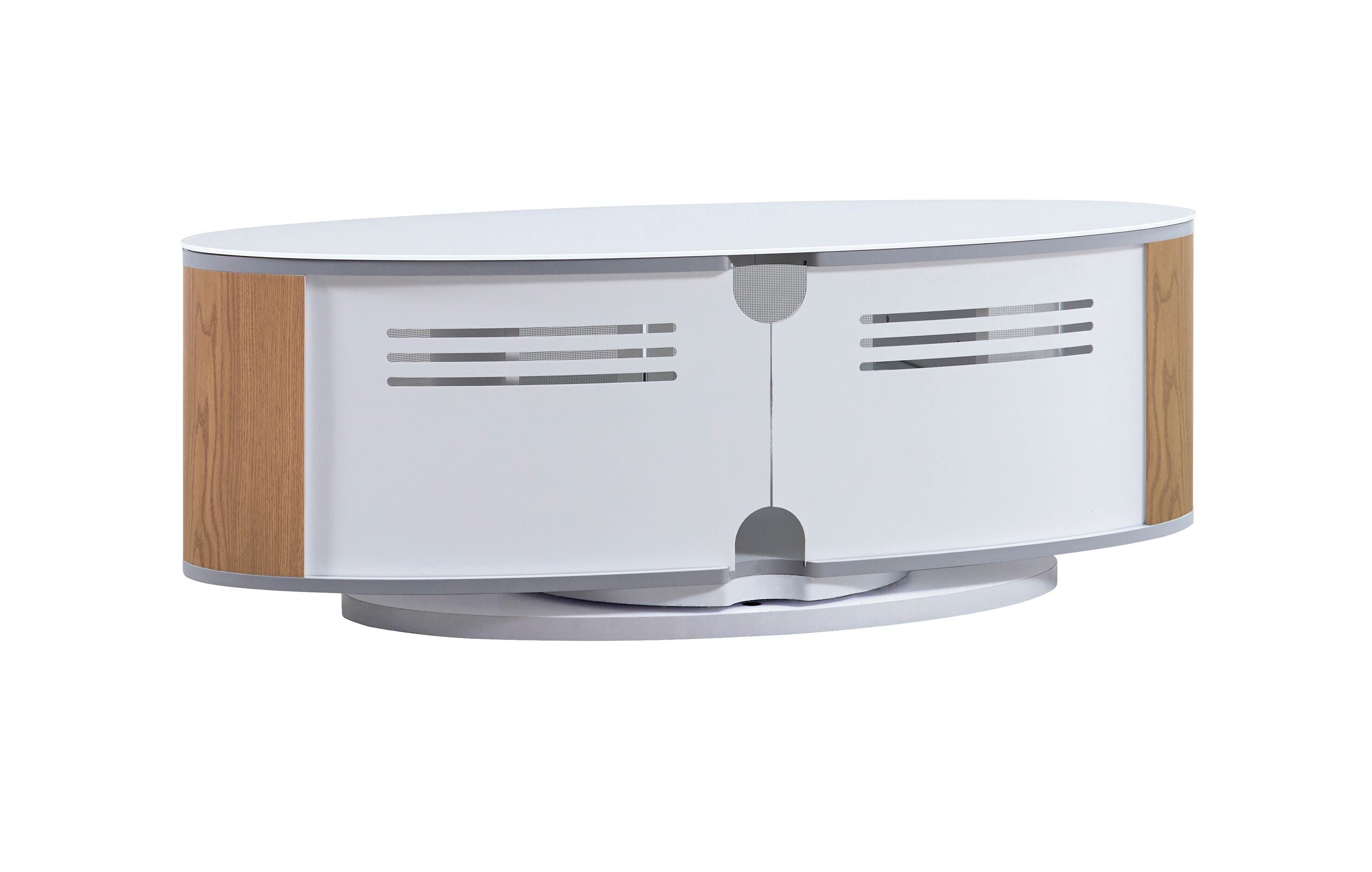 MDA Designs Luna White High Gloss Oak Oval TV Cabinet