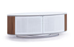 MDA Designs Luna White High Gloss Walnut Oval TV Cabinet