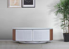 MDA Designs Luna White High Gloss Walnut Oval TV Cabinet