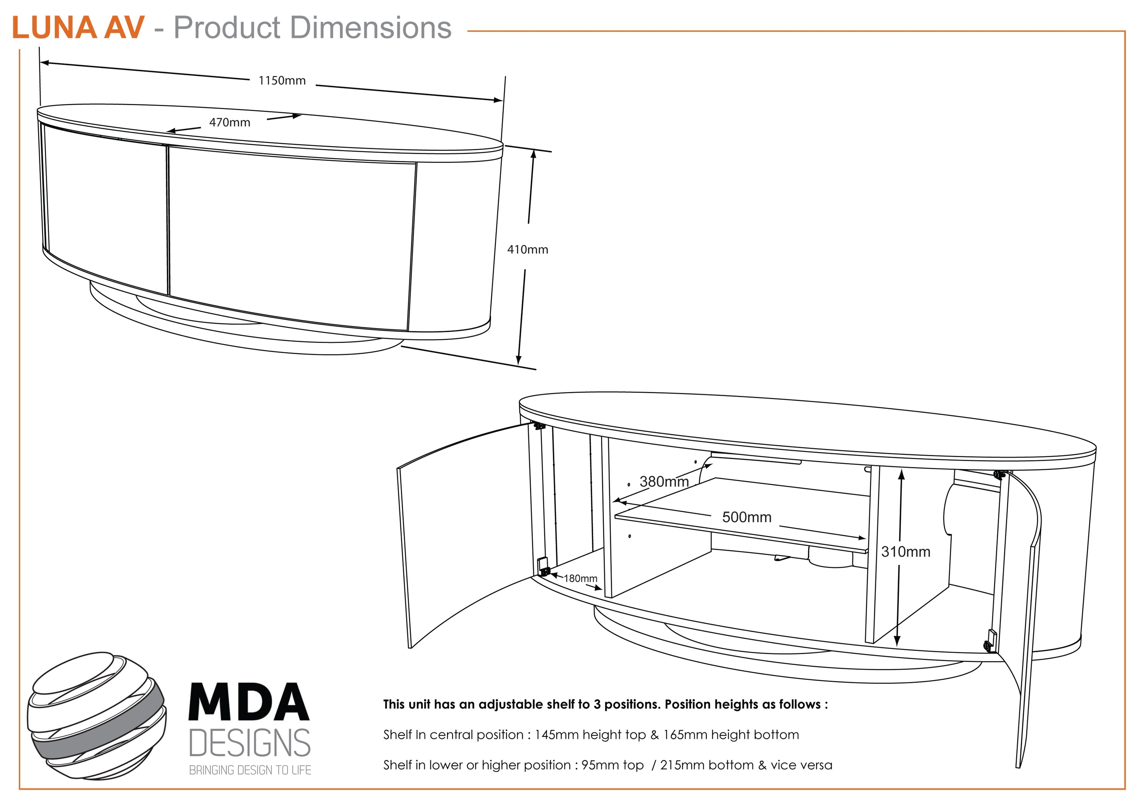 MDA Designs Luna Grey Walnut Slate Oval TV Cabinet