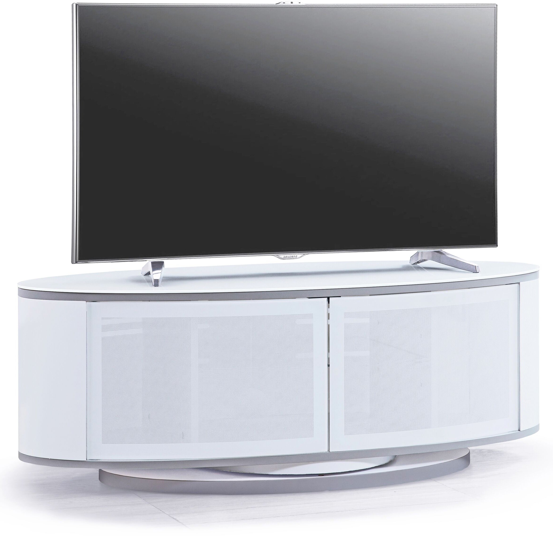 MDA Designs Luna White High Gloss White Oval TV Cabinet