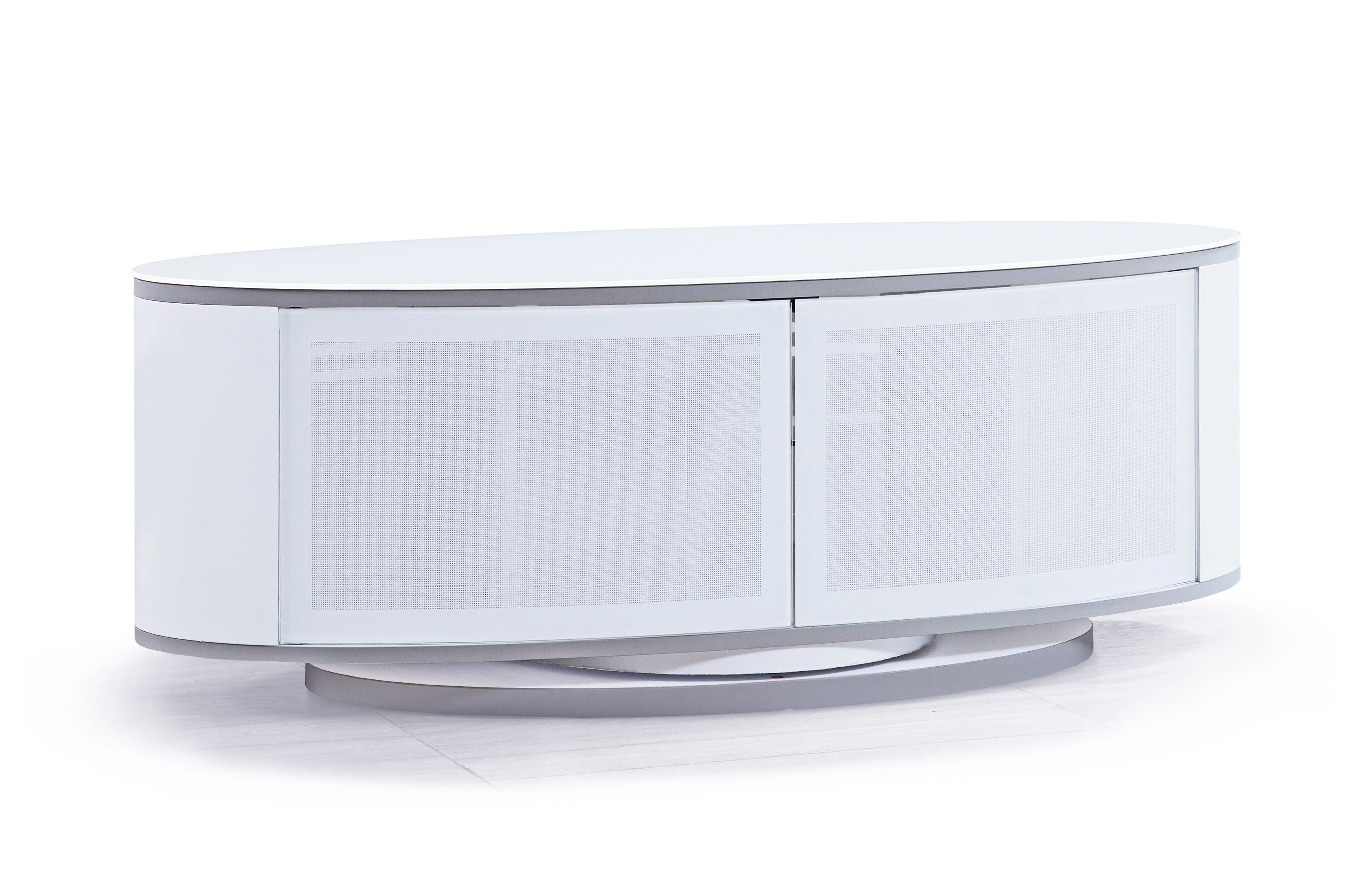 MDA Designs Luna White High Gloss White Oval TV Cabinet