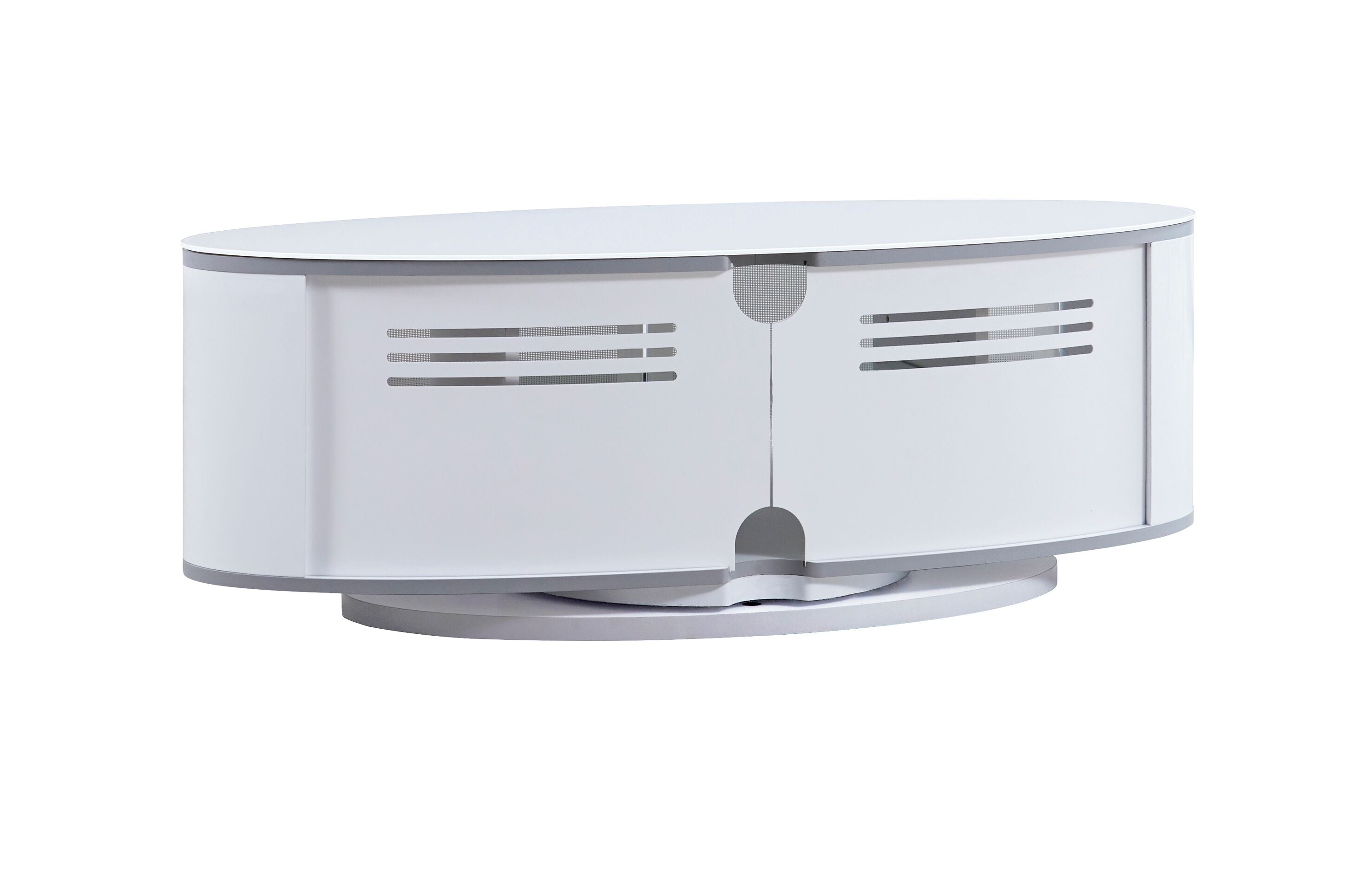 MDA Designs Luna White High Gloss White Oval TV Cabinet