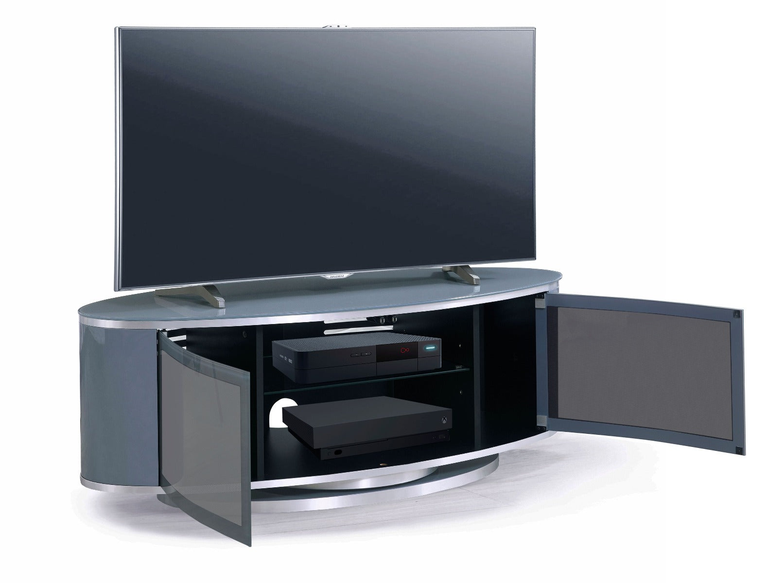 MDA Designs Luna Grey Slate Oval TV Cabinet