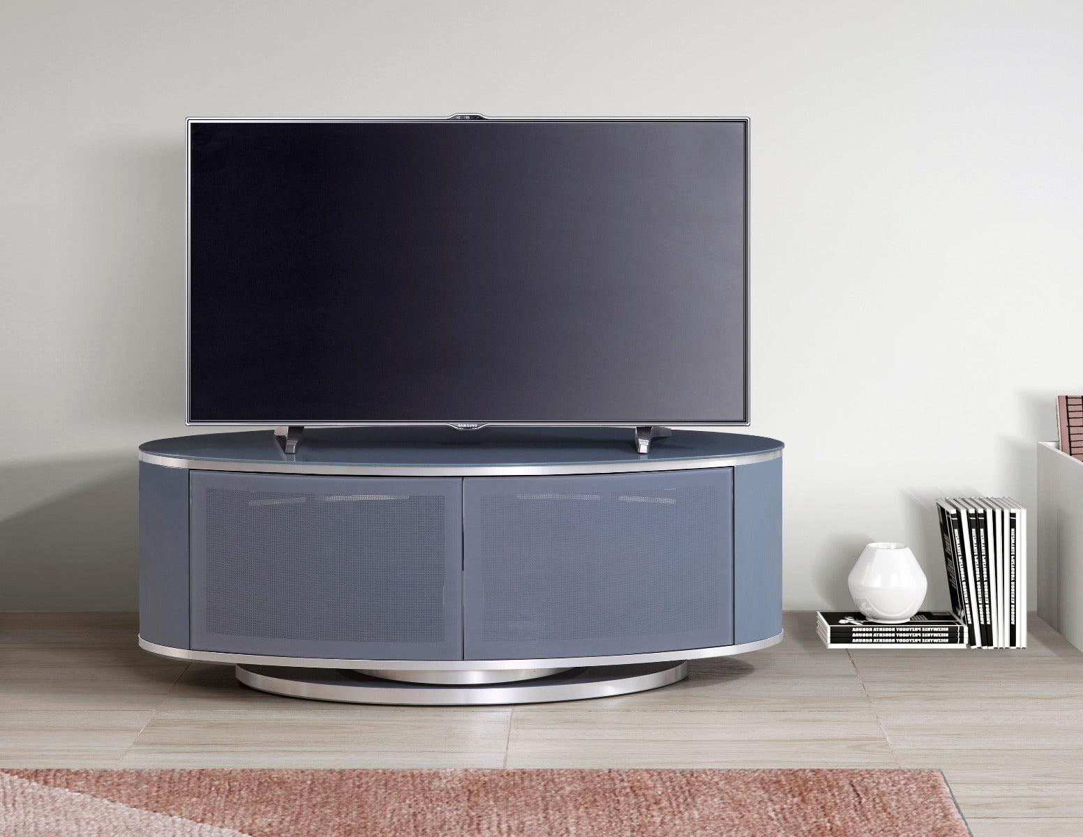 MDA Designs Luna Grey Slate Oval TV Cabinet