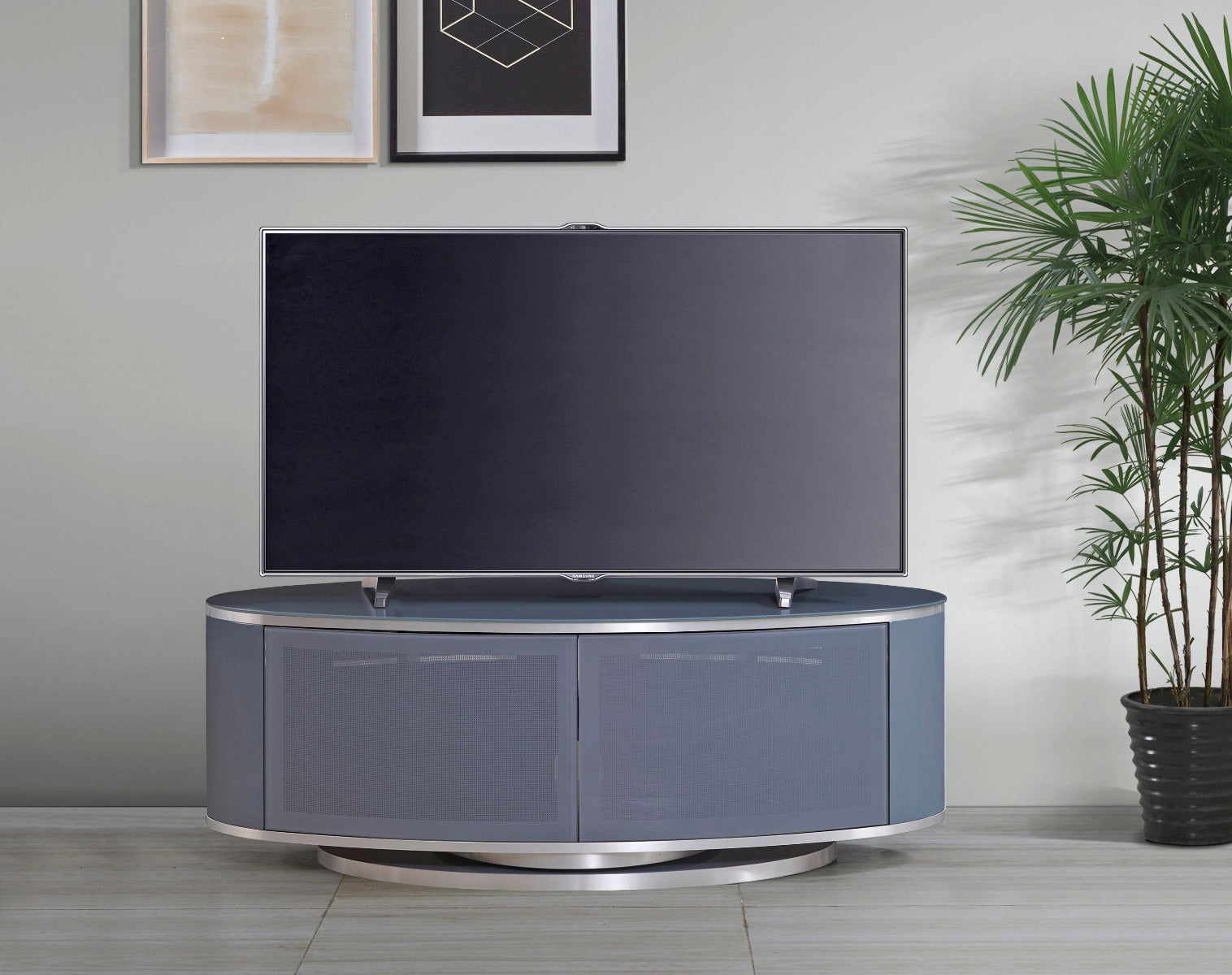 MDA Designs Luna Grey Slate Oval TV Cabinet
