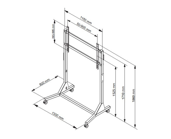 Multibrackets M Manual Floorstand 130 kg - Stand kit ( floor stand ) for LCD TV - screen size: 55-110" - max load: 130 kg - black