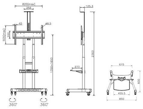 Multibrackets M 180 Public Floorstand Basic  AV Shelf for up to 60 inch