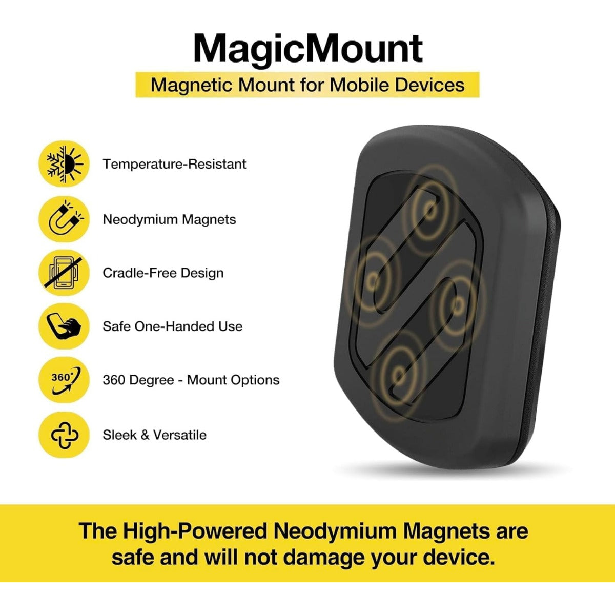 Scosche MAGDMI 360 Adjustable Universal Magic Mount Magnetic Holder For Smartphones and Mobile Devices