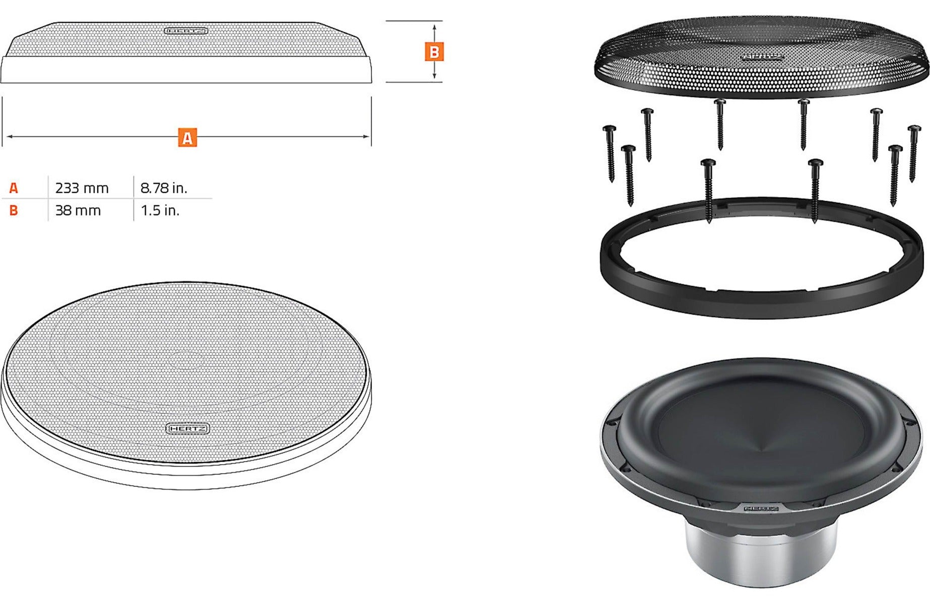 Hertz Mille MG300.3 Grille for 12" Legend and Pro Series subwoofers