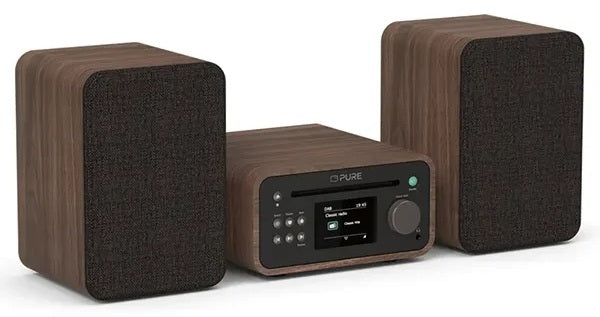 Pure Classic Stereo Mini DAB/FM Radio with CD Player & Bluetooth - Brown/Walnut