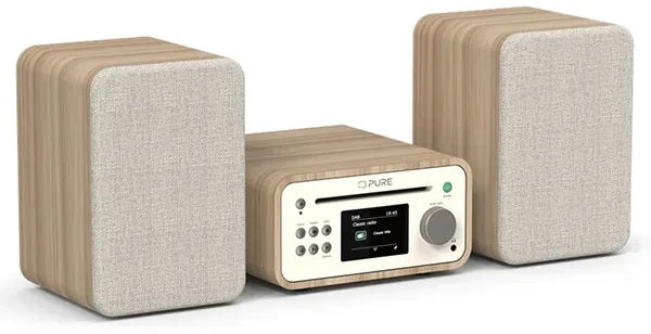 Pure Classic Stereo Mini DAB/FM Radio with CD Player & Bluetooth - White/Oak