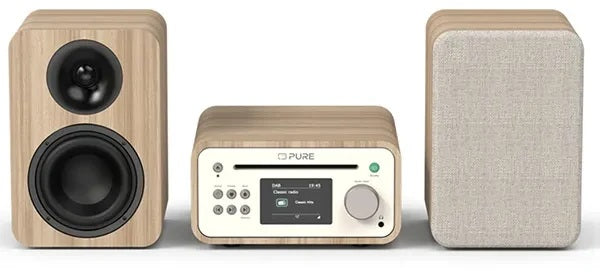 Pure Classic Stereo Mini DAB/FM Radio with CD Player & Bluetooth - White/Oak