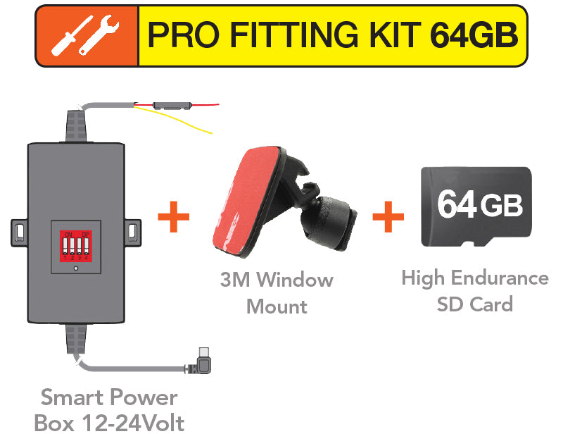 Mio PFK64 Pro Fitting Kit Smart Power Box Window Mount 64GB Memory Card For Mivue Units
