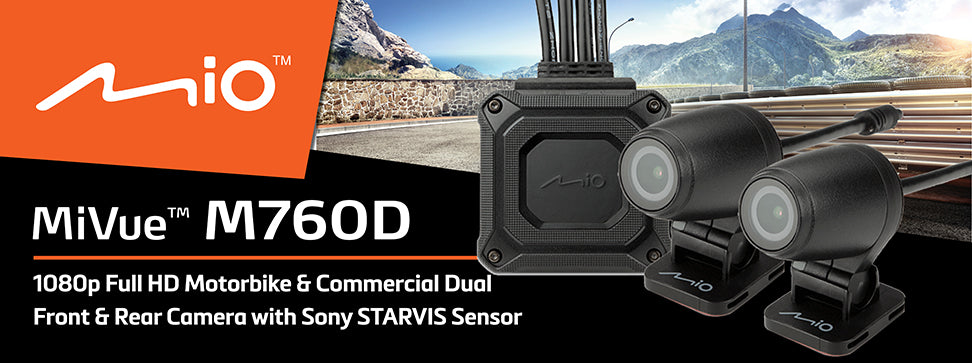 Mio MiVue M760D Dual Cam Detachable Rider Dash Cam - 1080p Full HD 130° Angle View