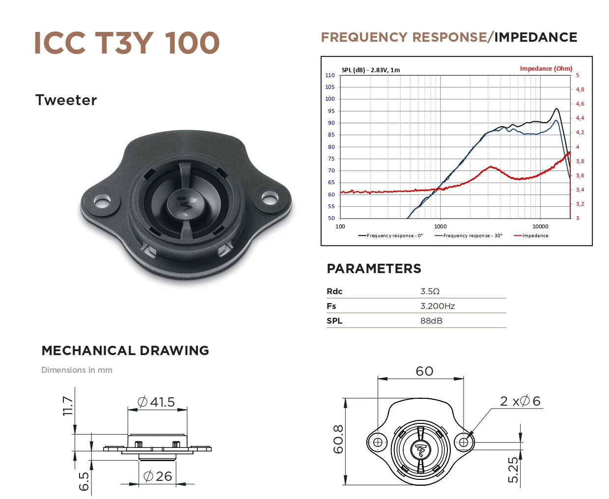 Focal ICCT3Y100 ACCESS 165mm/6.5' 2-way Central speaker kit for Tesla Model 3 and Model Y